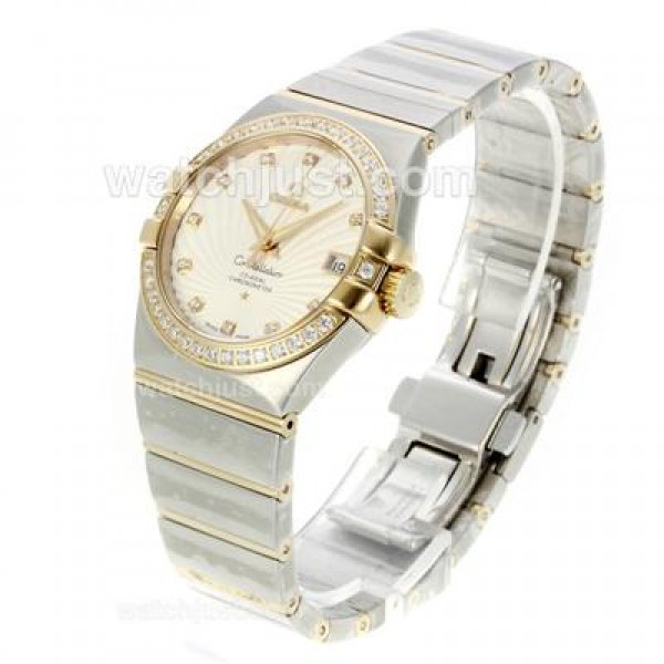 Best UK Omega Constellation Automatic Fake Watch With White Mother-of-pearl Dial For Women