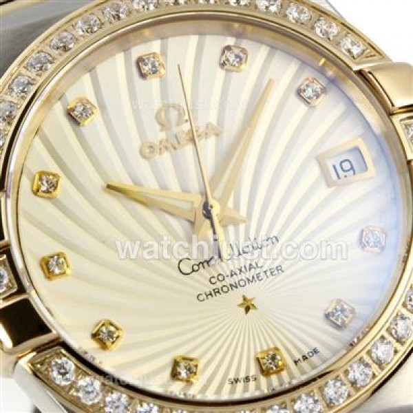 Best UK Omega Constellation Automatic Fake Watch With White Mother-of-pearl Dial For Women