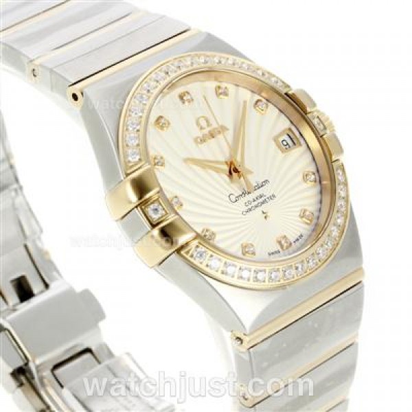 Best UK Omega Constellation Automatic Fake Watch With White Mother-of-pearl Dial For Women