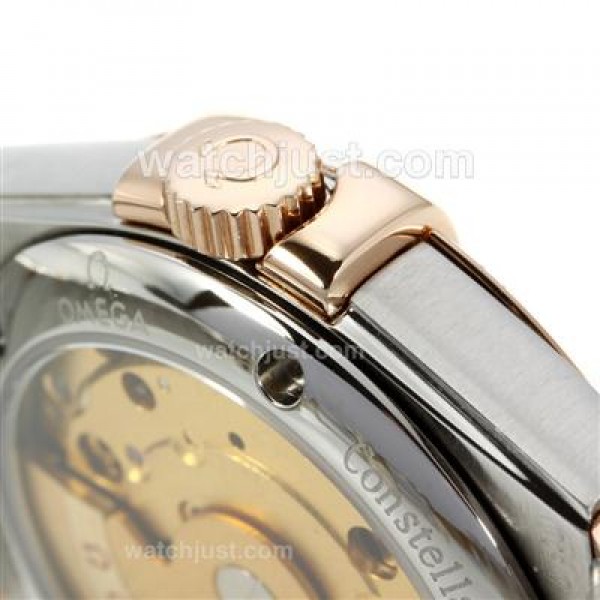 Best UK Omega Constellation Automatic Fake Watch With Brown Mother-of-pearl Dial For Women