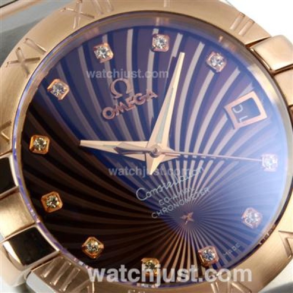 Best UK Omega Constellation Automatic Fake Watch With Brown Mother-of-pearl Dial For Women