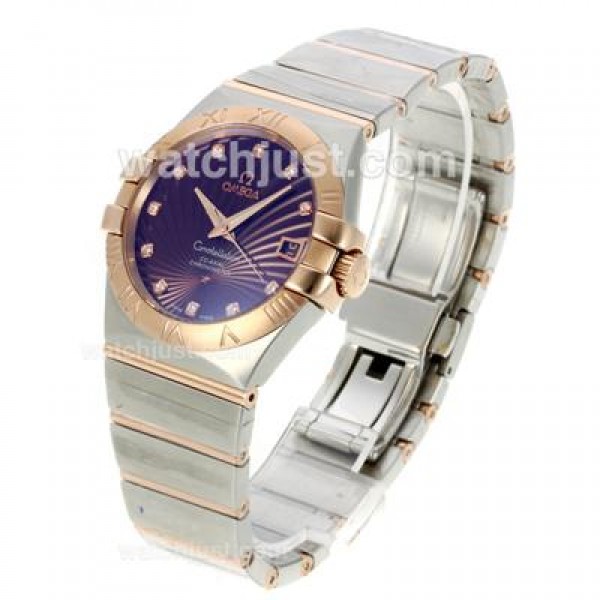 Best UK Omega Constellation Automatic Fake Watch With Brown Mother-of-pearl Dial For Women