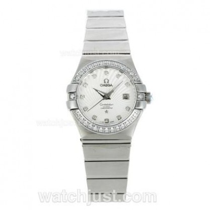 Perfect UK Omega Constellation Automatic Replica Watch With White Dial For Women