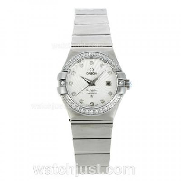 Perfect UK Omega Constellation Automatic Replica Watch With White Dial For Women