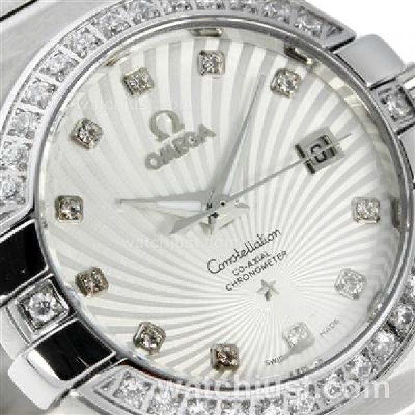Perfect UK Omega Constellation Automatic Replica Watches With White Dials For Women