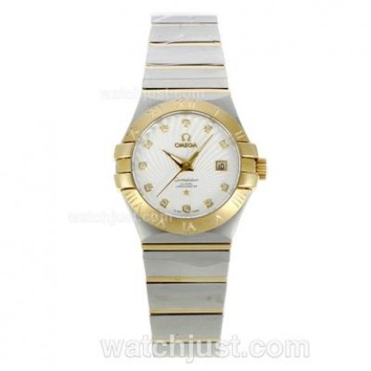 Best UK Omega Constellation Automatic Fake Watch With White Dial For Women