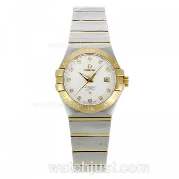 Best UK Omega Constellation Automatic Fake Watch With White Dial For Women