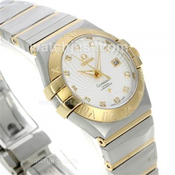 Best UK Omega Constellation Automatic Fake Watch With White Dial For Women