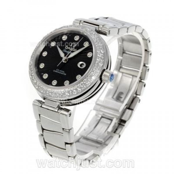 Perfect UK Sale Omega Ladymatic Automatic Replica Watches With Black Dials For Women