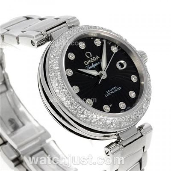 Perfect UK Sale Omega Ladymatic Automatic Replica Watches With Black Dials For Women