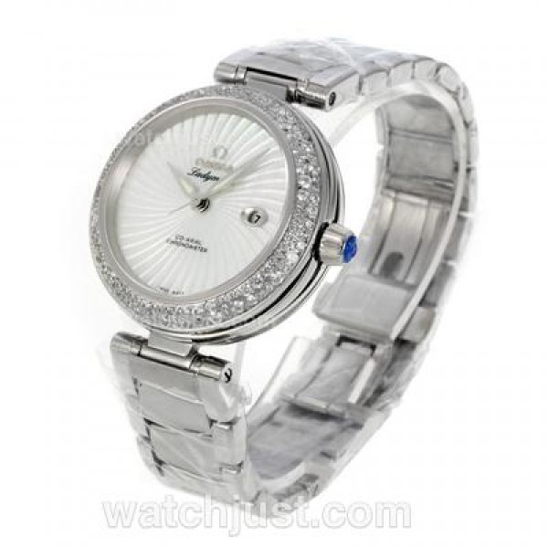 Perfect UK Sale Omega Ladymatic Automatic Replica Watch With Black Dial For Women