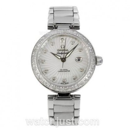 Best UK Sale Omega Ladymatic Automatic Fake Watch With White Dial For Women