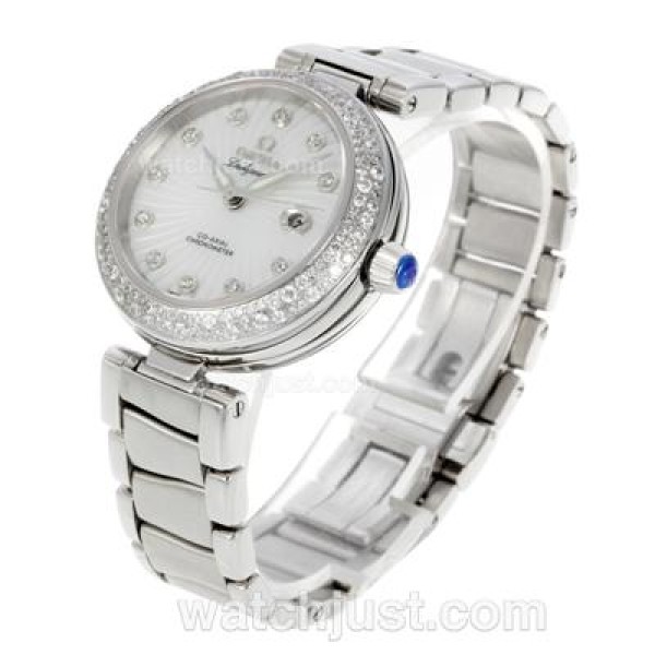 Best UK Sale Omega Ladymatic Automatic Fake Watch With White Dial For Women