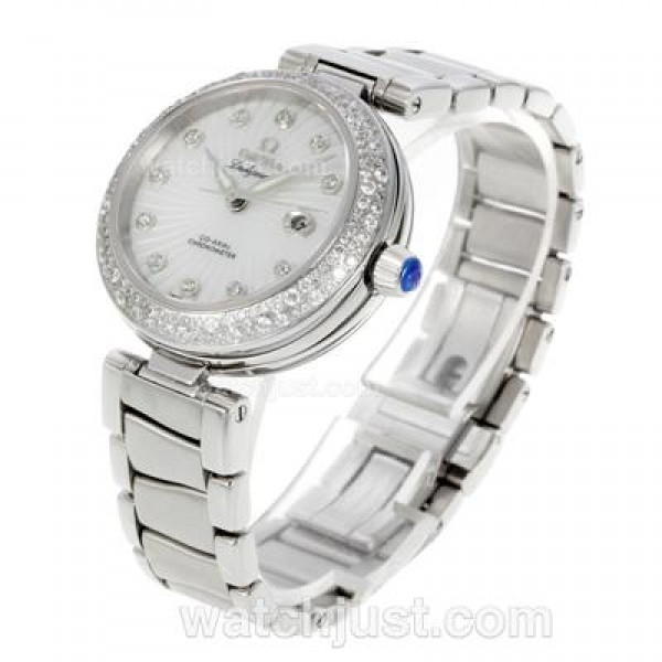Best UK Sale Omega Ladymatic Automatic Fake Watches With White Dials For Women