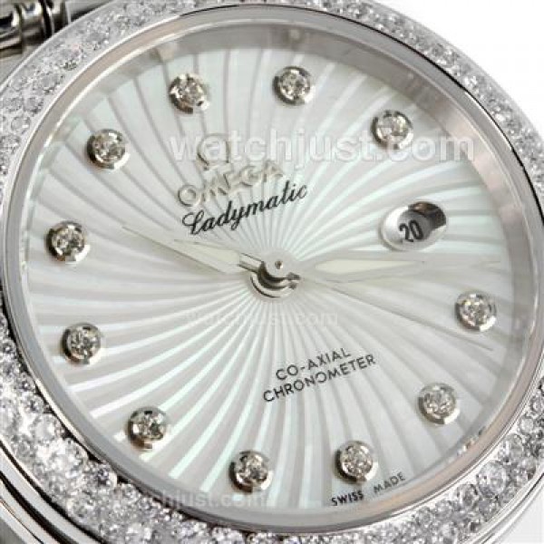 Best UK Sale Omega Ladymatic Automatic Fake Watch With White Dial For Women