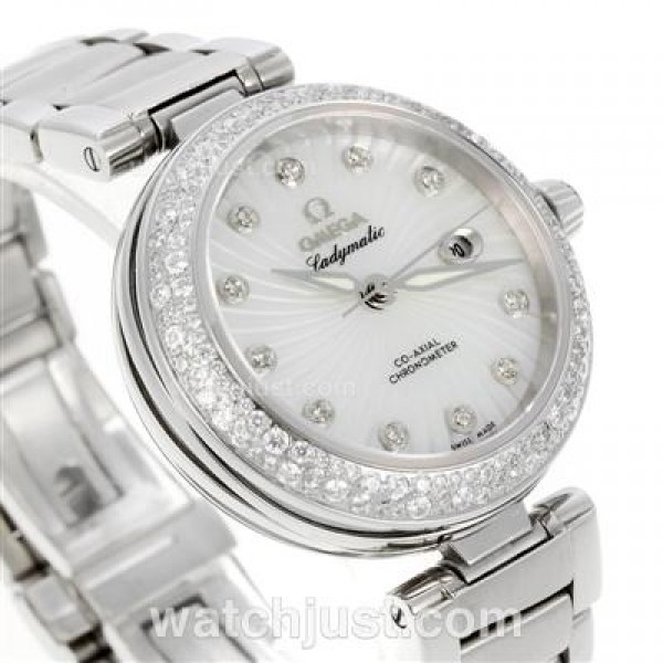 Best UK Sale Omega Ladymatic Automatic Fake Watch With White Dial For Women