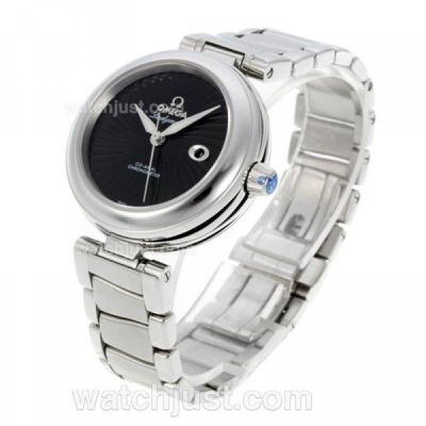 Cheap UK Sale Omega Ladymatic Automatic Replica Watches With Black Dials For Women
