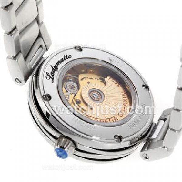 Cheap UK Sale Omega Ladymatic Automatic Replica Watches With Black Dials For Women