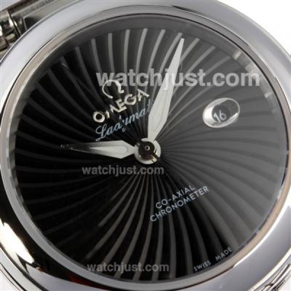 Cheap UK Sale Omega Ladymatic Automatic Replica Watches With Black Dials For Women