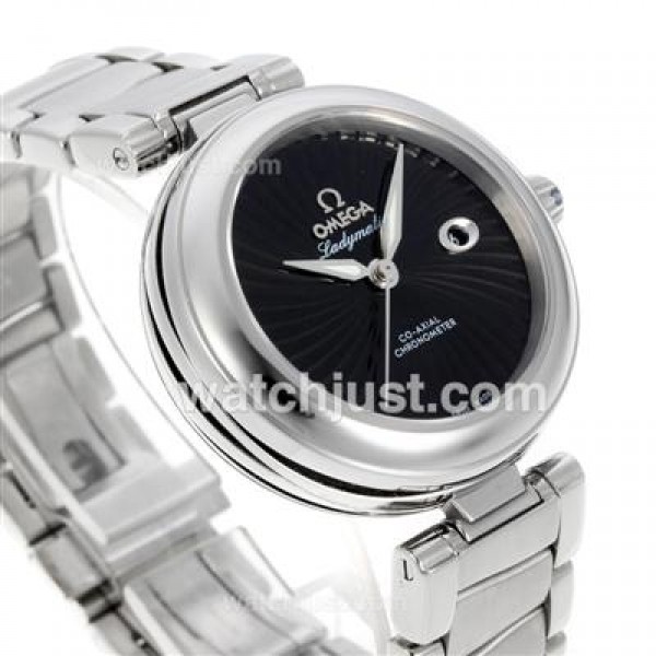 Cheap UK Sale Omega Ladymatic Automatic Replica Watches With Black Dials For Women