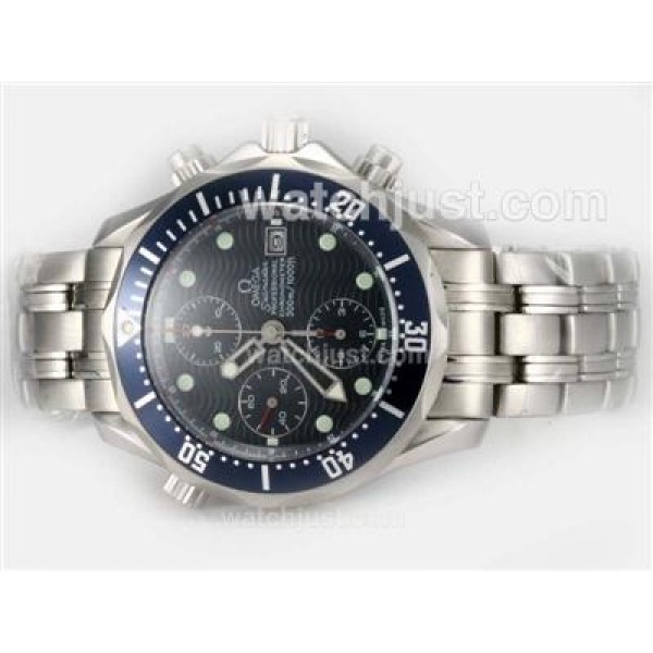 Waterproof UK Sale Omega Seamaster Automatic Replica Watches With Black Dials For Men