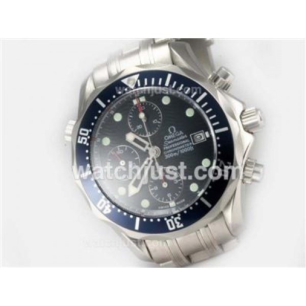 Waterproof UK Sale Omega Seamaster Automatic Replica Watch With Black Dial For Men