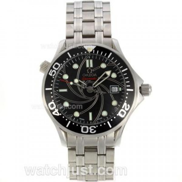 1:1 Quality UK Sale Omega Seamaster Automatic Fake Watch With Black Dial For Men