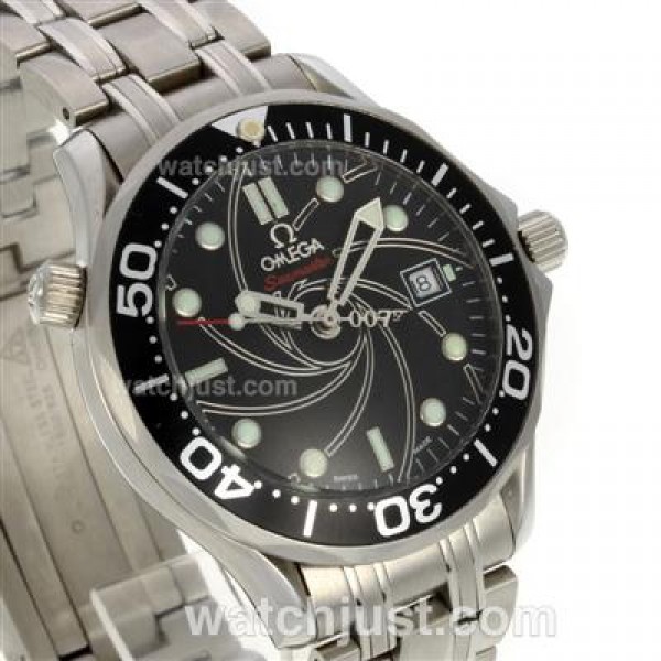 1:1 Quality UK Sale Omega Seamaster Automatic Fake Watch With Black Dial For Men