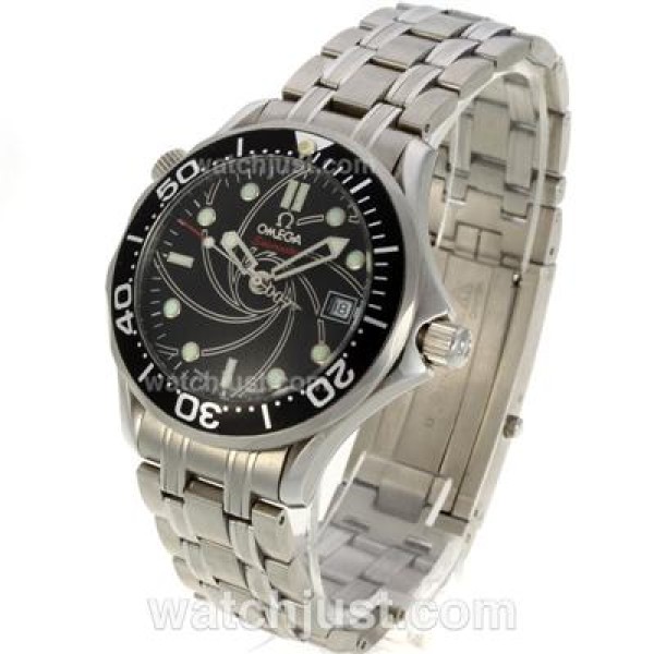 1:1 Quality UK Sale Omega Seamaster Automatic Fake Watch With Black Dial For Men