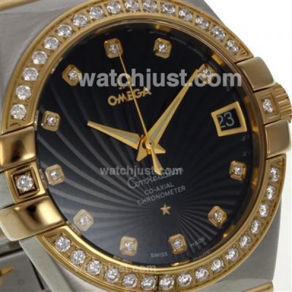 Best UK Omega Constellation Automatic Fake Watch With Black Dial For Women