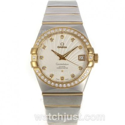 Best UK Omega Constellation Automatic Fake Watch With White Dial For Women