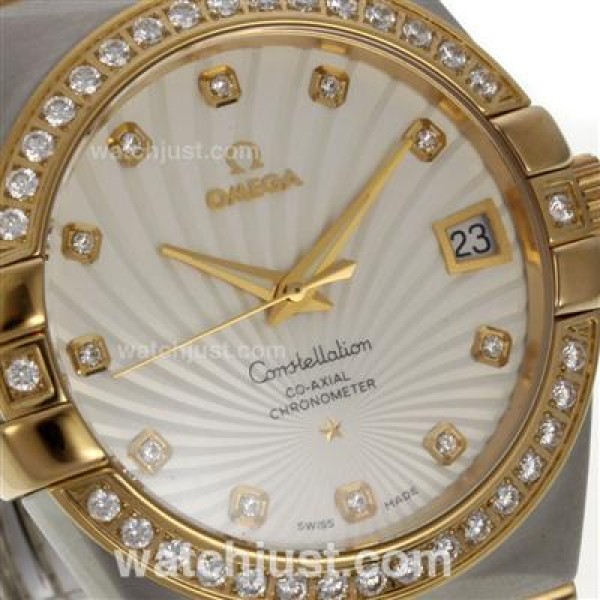 Best UK Omega Constellation Automatic Fake Watch With White Dial For Women