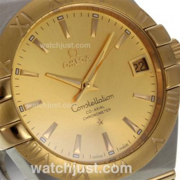 Best UK Omega Constellation Automatic Replica Watches With Champagne Dials For Women
