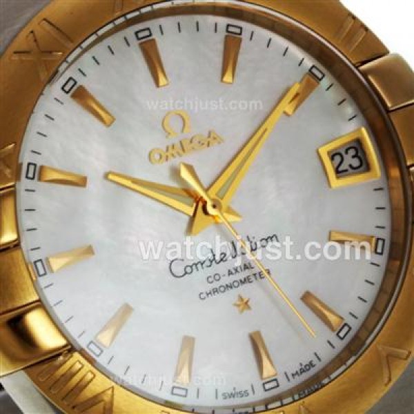 Best UK Omega Constellation Automatic Fake Watch With White Dial For Men