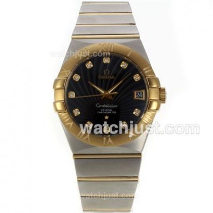 Best UK Omega Constellation Automatic Fake Watches With Black Dials For Men