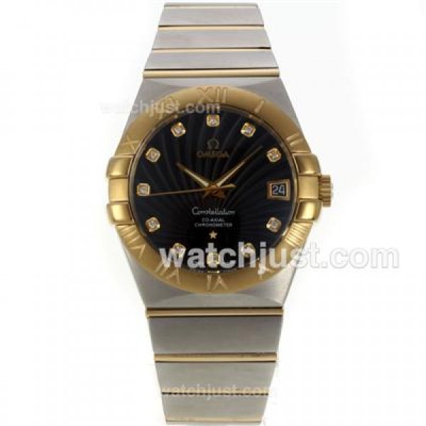 Best UK Omega Constellation Automatic Fake Watches With Black Dials For Men