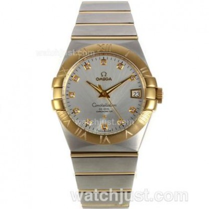 Perfect UK Omega Constellation Automatic Replica Watches With Silvery Dials For Women