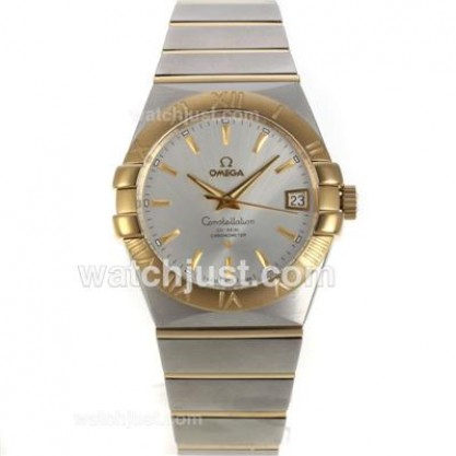Perfect UK Omega Constellation Automatic Fake Watches With Silvery Dials For Women