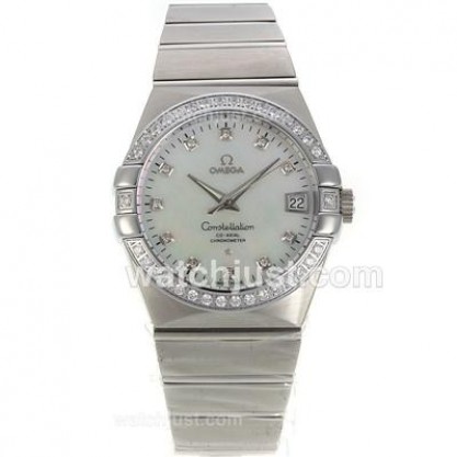 Cheap UK Omega Constellation Automatic Fake Watches With White Dials For Men