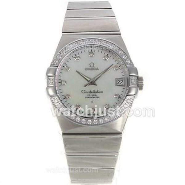 Cheap UK Omega Constellation Automatic Fake Watches With White Dials For Men