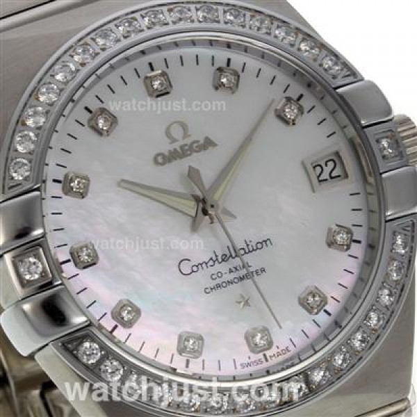 Cheap UK Omega Constellation Automatic Fake Watches With White Dials For Men