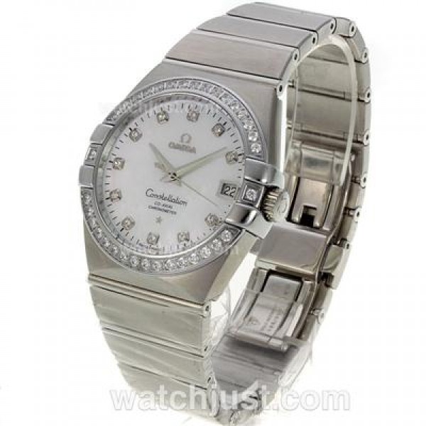 Cheap UK Omega Constellation Automatic Fake Watches With White Dials For Men