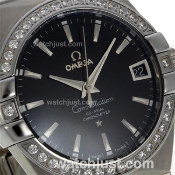 Cheap UK Omega Constellation Automatic Fake Watch With Black Dial For Men
