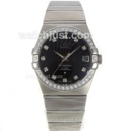 Best UK Sale Omega Constellation Automatic Replica Watches With Black Dials For Women