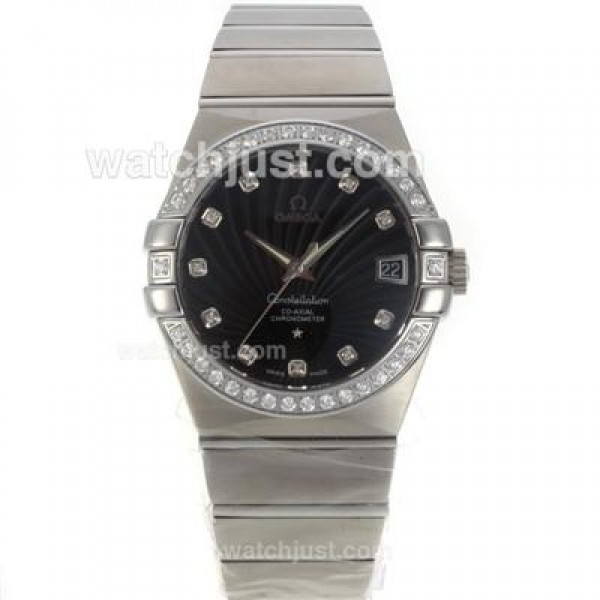 Best UK Sale Omega Constellation Automatic Replica Watch With Black Dial For Women