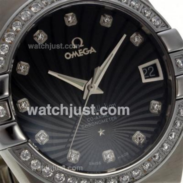 Best UK Sale Omega Constellation Automatic Replica Watch With Black Dial For Women