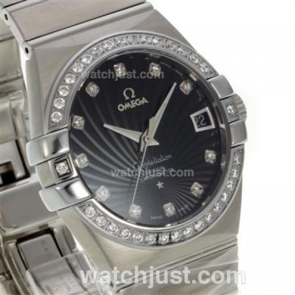 Best UK Sale Omega Constellation Automatic Replica Watches With Black Dials For Women
