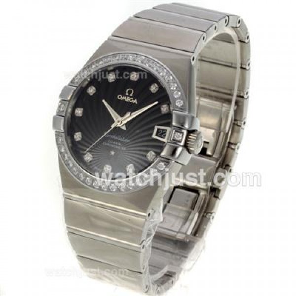 Best UK Sale Omega Constellation Automatic Replica Watches With Black Dials For Women