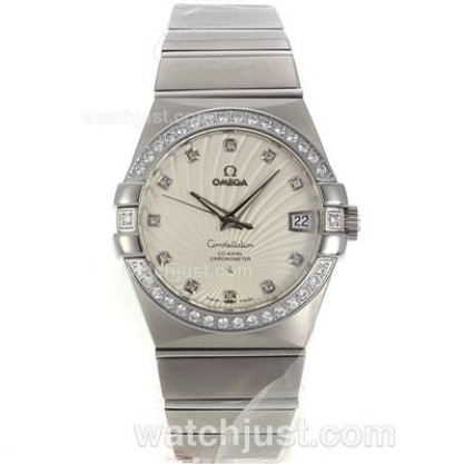 Best UK Omega Constellation Automatic Replica Watch With White Dial For Women
