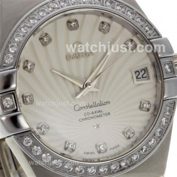 Best UK Omega Constellation Automatic Replica Watch With White Dial For Women